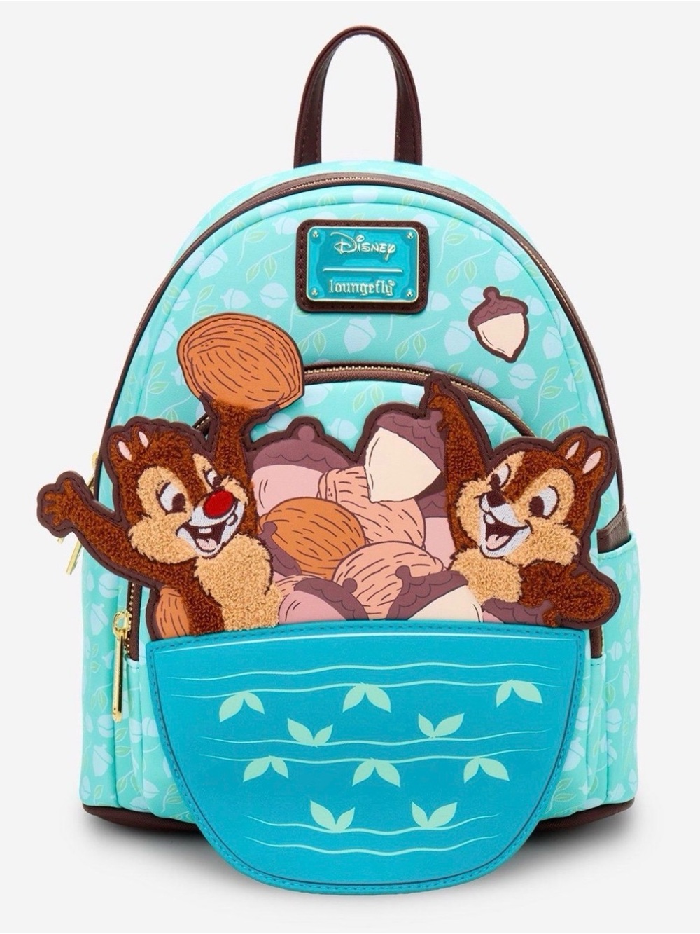 NWT Loungefly Disney Chip & Dale Acorn Pile Chenille Mini Backpack